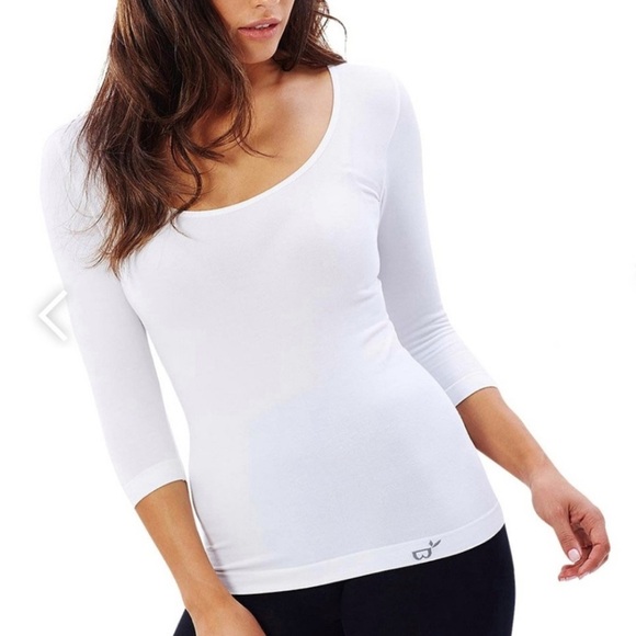 Boody Organic Bamboo White Eco Scoop Top Scoop Neck Shirt Large - Picture 1 of 9